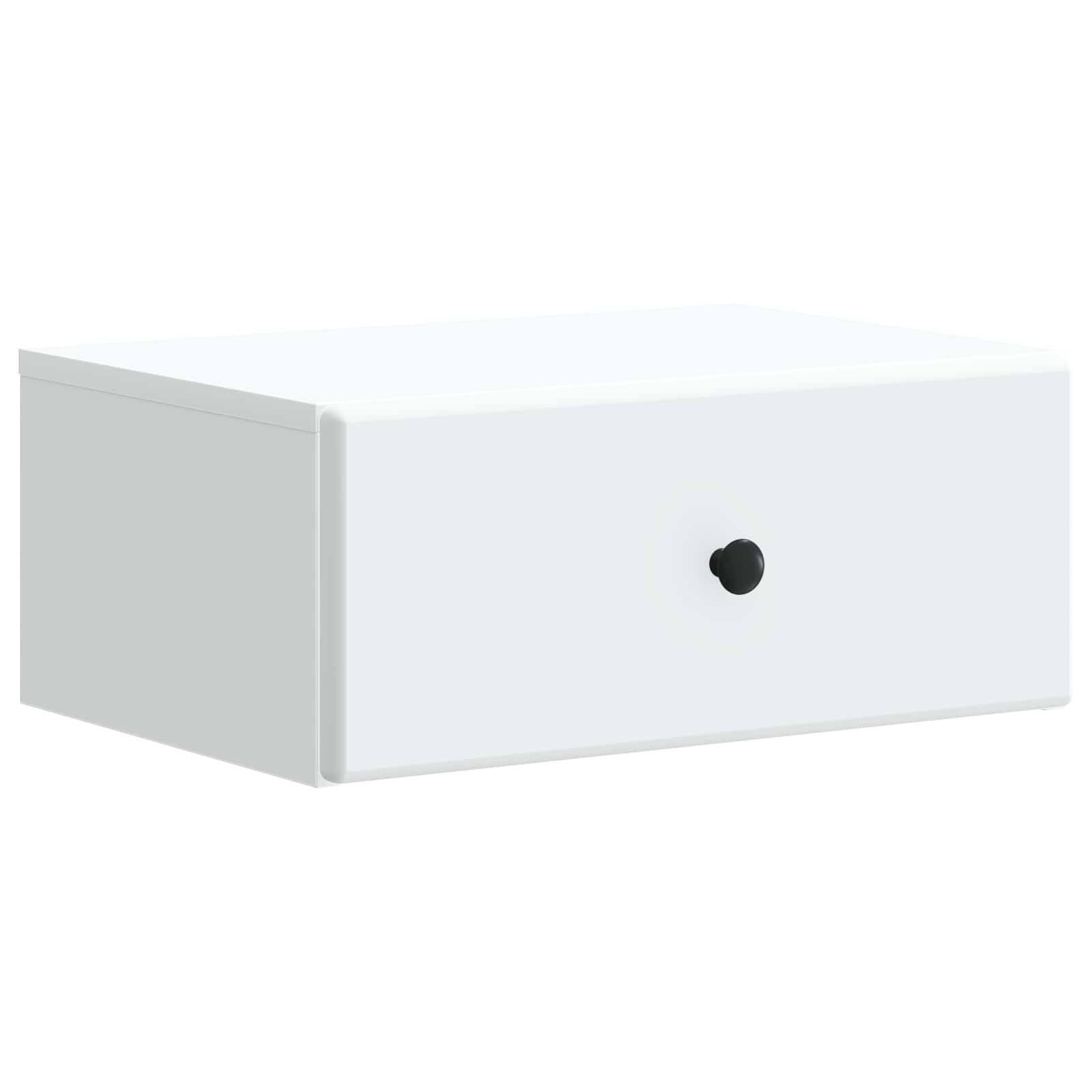 Wandbeugel Bedkast met lade Wit 49 x 34,5 x 20 cm Bewerkt hout is nu te koop bij PeponiXL, paradijselijk wonen!