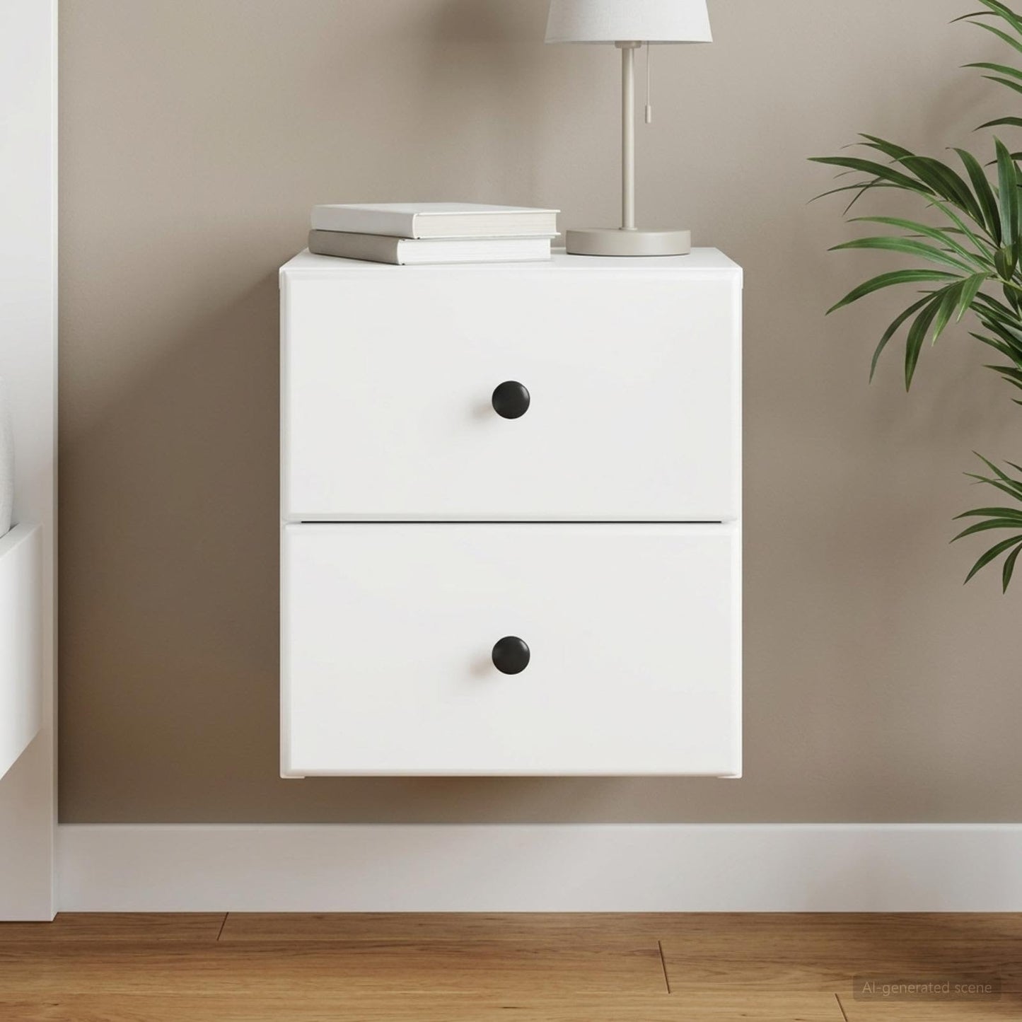 Wandbeugel Bedkast met lade Wit 34,5 x 33 x 40 cm Bewerkt hout is nu te koop bij PeponiXL, paradijselijk wonen!