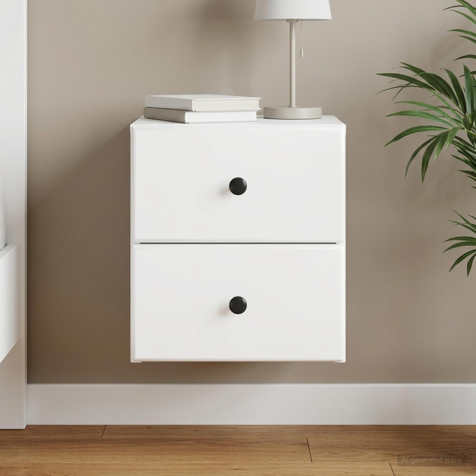 Wandbeugel Bedkast met lade Wit 34,5 x 33 x 40 cm Bewerkt hout is nu te koop bij PeponiXL, paradijselijk wonen!