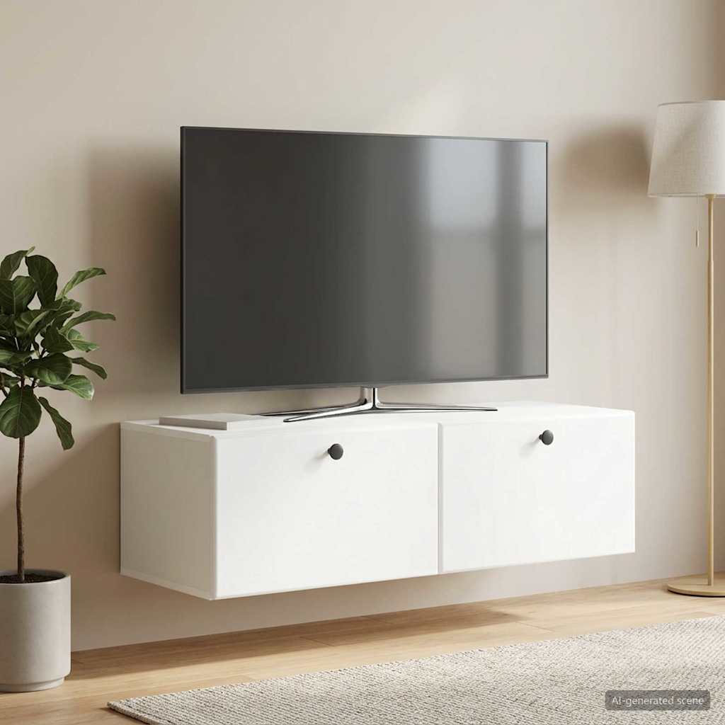 Wandbeugel TV-kast 98 x 41 x 30 cm Wit Bewerkt hout is nu te koop bij PeponiXL, paradijselijk wonen!