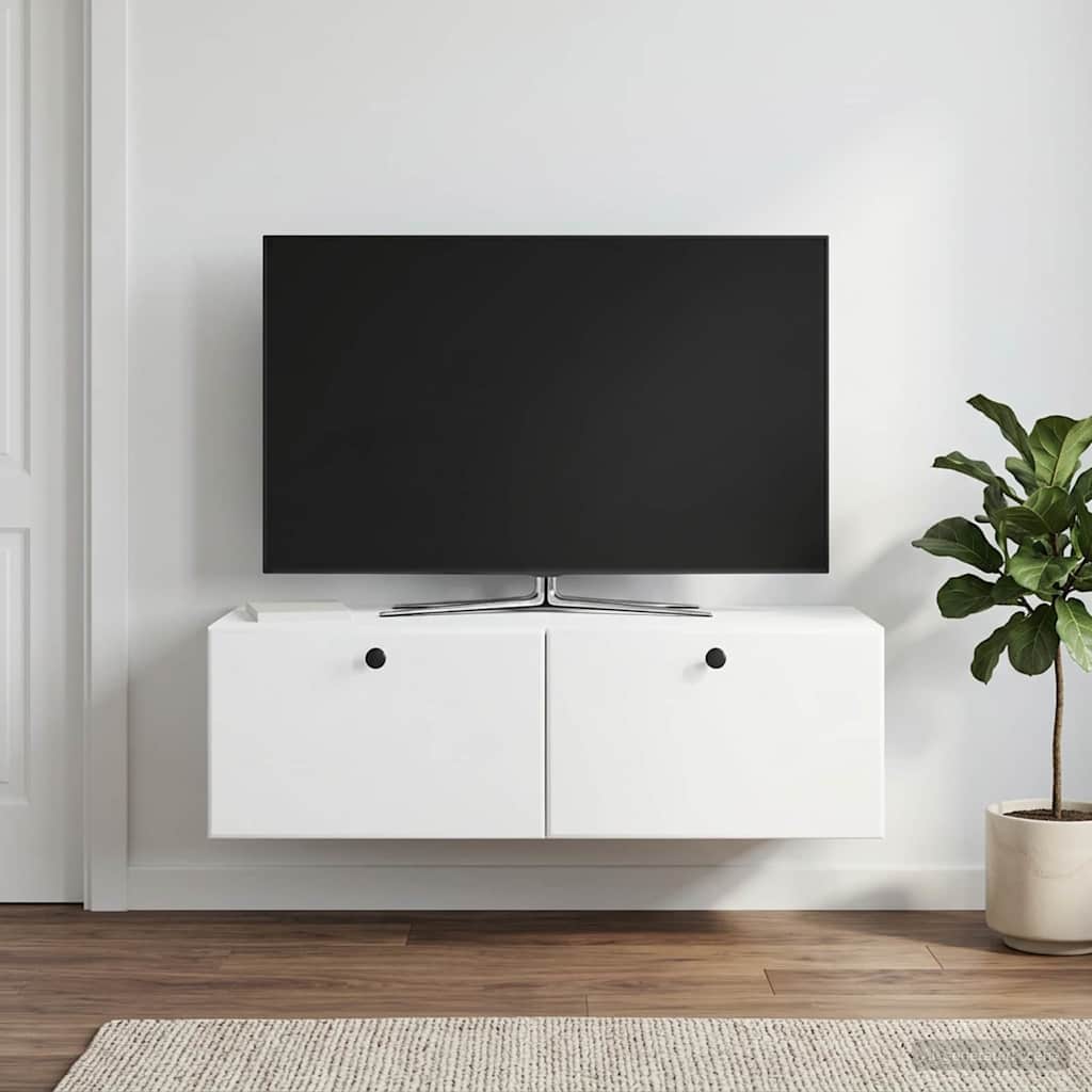 Wandbeugel TV-kast 98 x 41 x 30 cm Wit Bewerkt hout is nu te koop bij PeponiXL, paradijselijk wonen!