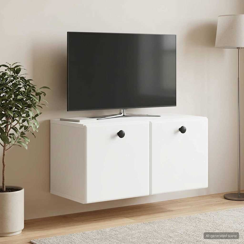 Wandbeugel TV-kast 59,5 x 31 x 30 cm Wit Bewerkt hout is nu te koop bij PeponiXL, paradijselijk wonen!
