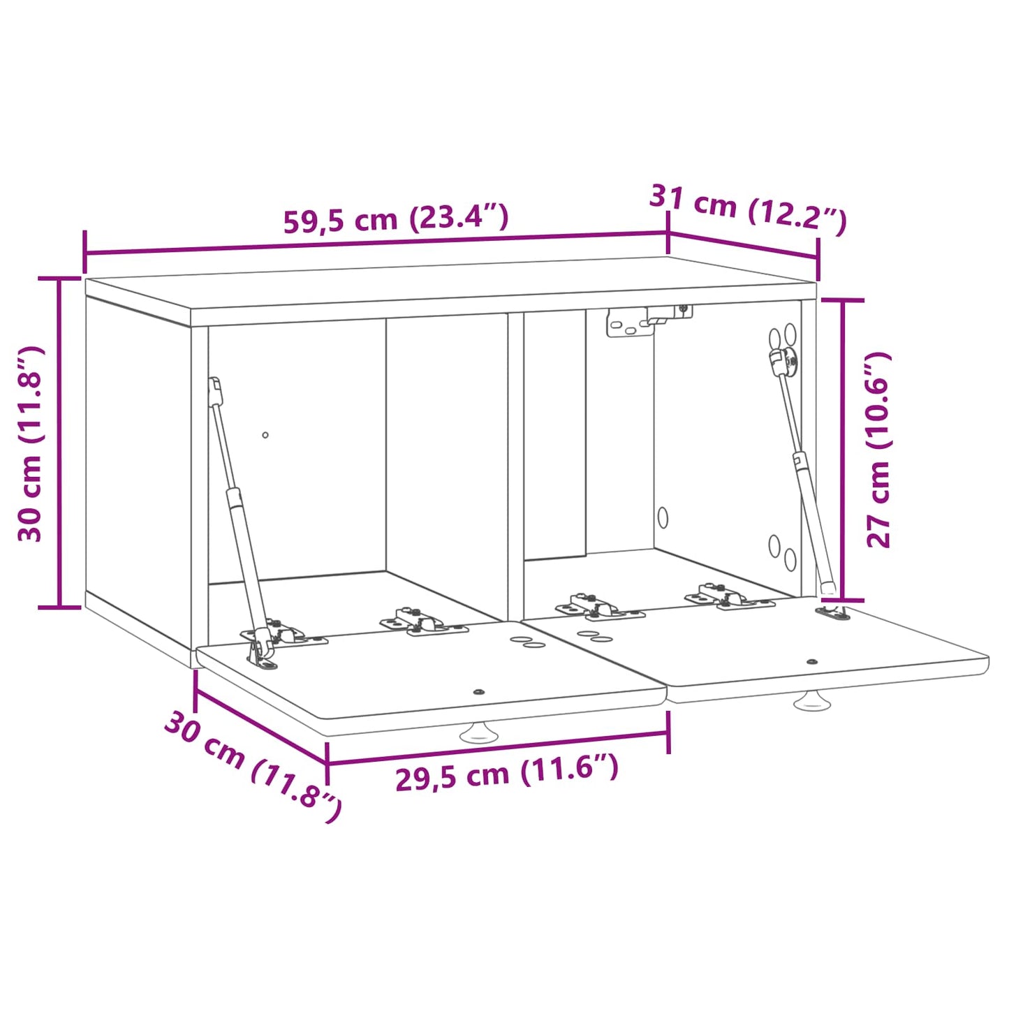 Wandbeugel TV-kast 59,5 x 31 x 30 cm Wit Bewerkt hout is nu te koop bij PeponiXL, paradijselijk wonen!