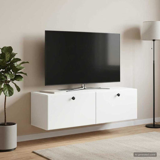 Wandbeugel TV-kast 98 x 31 x 30 cm Wit Bewerkt hout is nu te koop bij PeponiXL, paradijselijk wonen!