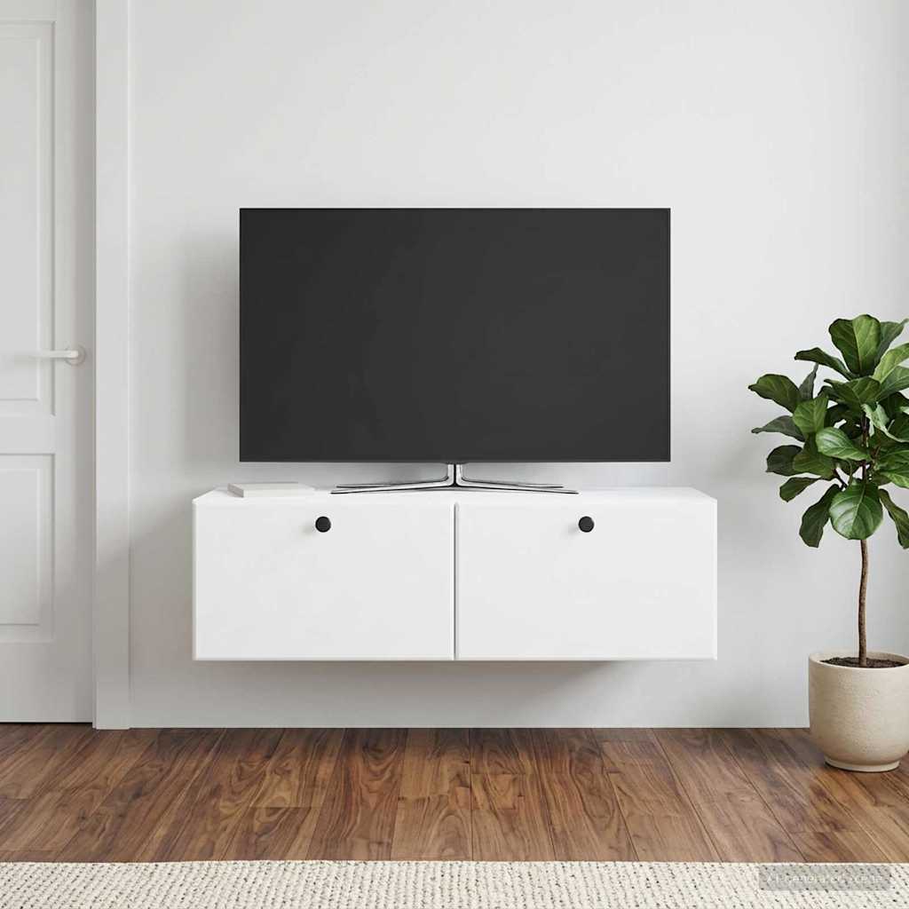 Wandbeugel TV-kast 98 x 31 x 30 cm Wit Bewerkt hout is nu te koop bij PeponiXL, paradijselijk wonen!