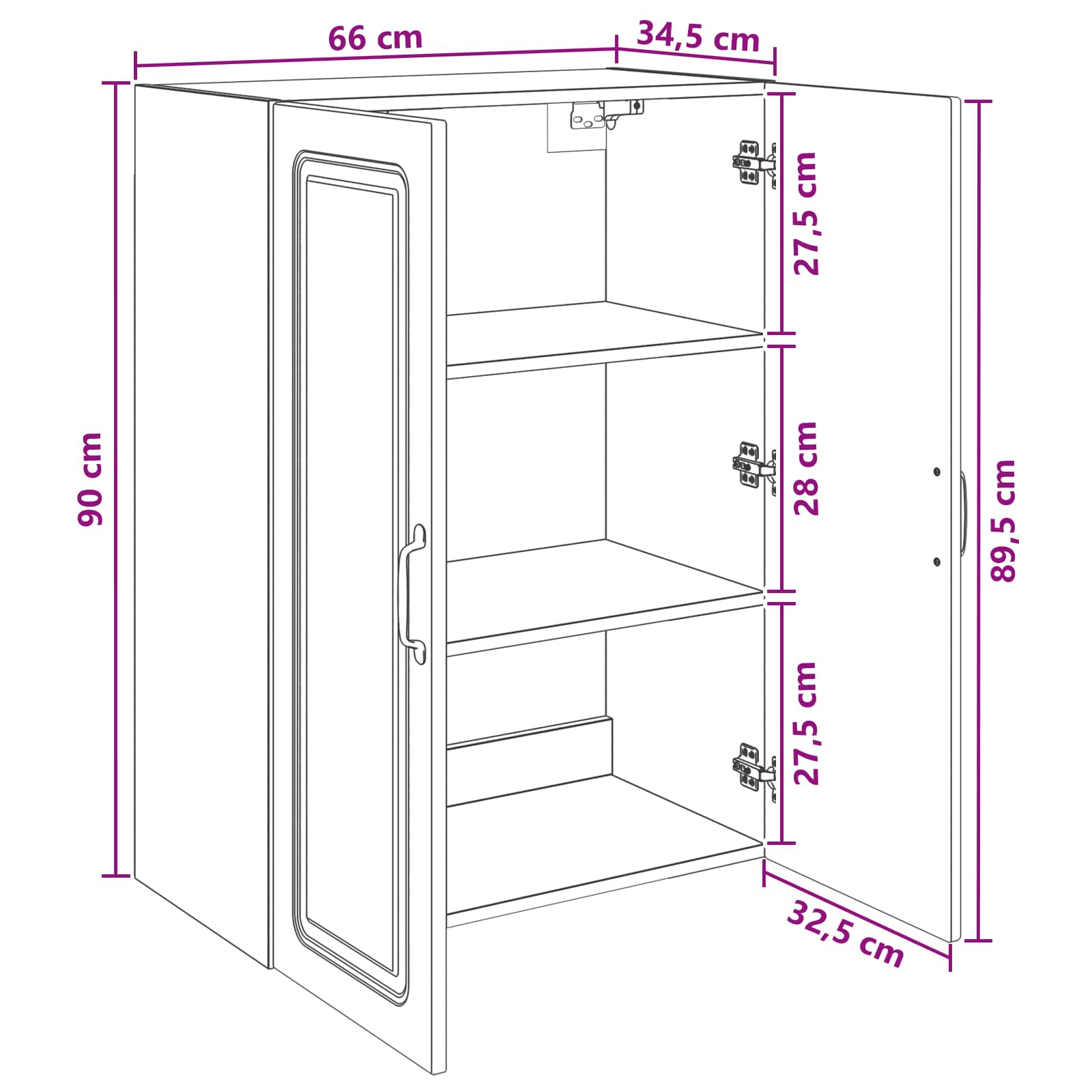 Wandkast Wit 66 x 34,5 x 90 cm Bewerkt hout is nu te koop bij PeponiXL, paradijselijk wonen!
