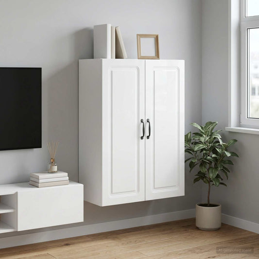 Wandkast Hoogglans Wit 66 x 34,5 x 90 cm Bewerkt hout is nu te koop bij PeponiXL, paradijselijk wonen!