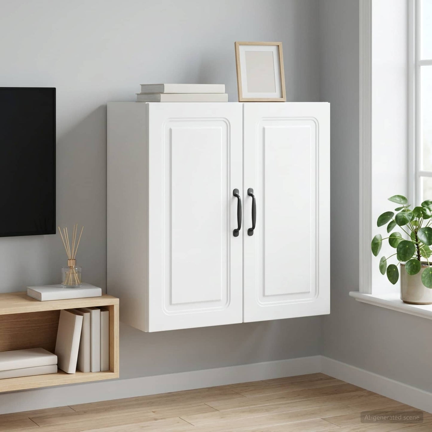 Wandkast 59 x 31 x 60 cm Bewerkt hout Wit is nu te koop bij PeponiXL, paradijselijk wonen!