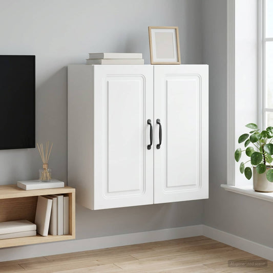 Wandkast 59 x 31 x 60 cm Bewerkt hout Wit is nu te koop bij PeponiXL, paradijselijk wonen!