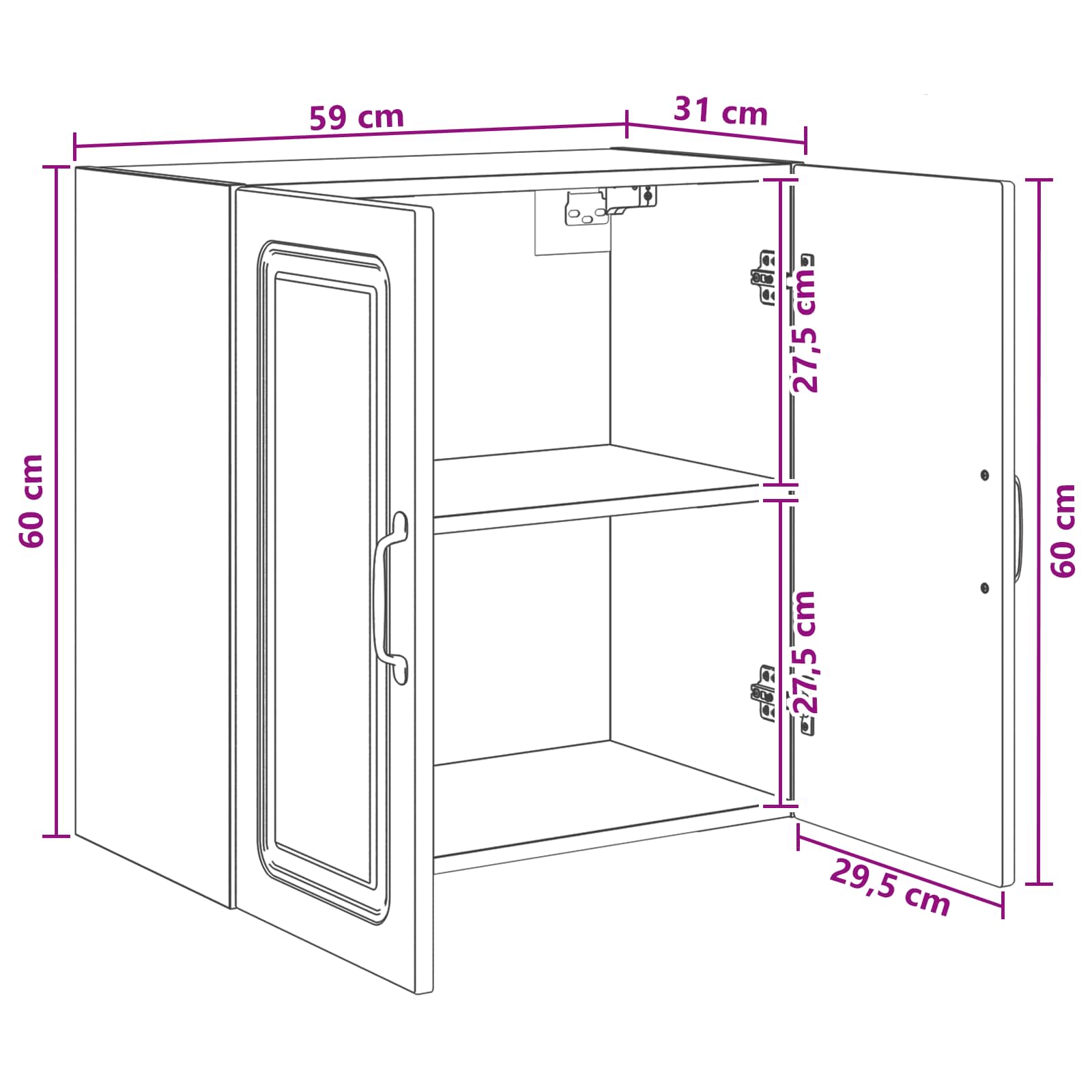 Wandkast Wit 59 x 31 x 60 cm Bewerkt hout is nu te koop bij PeponiXL, paradijselijk wonen!