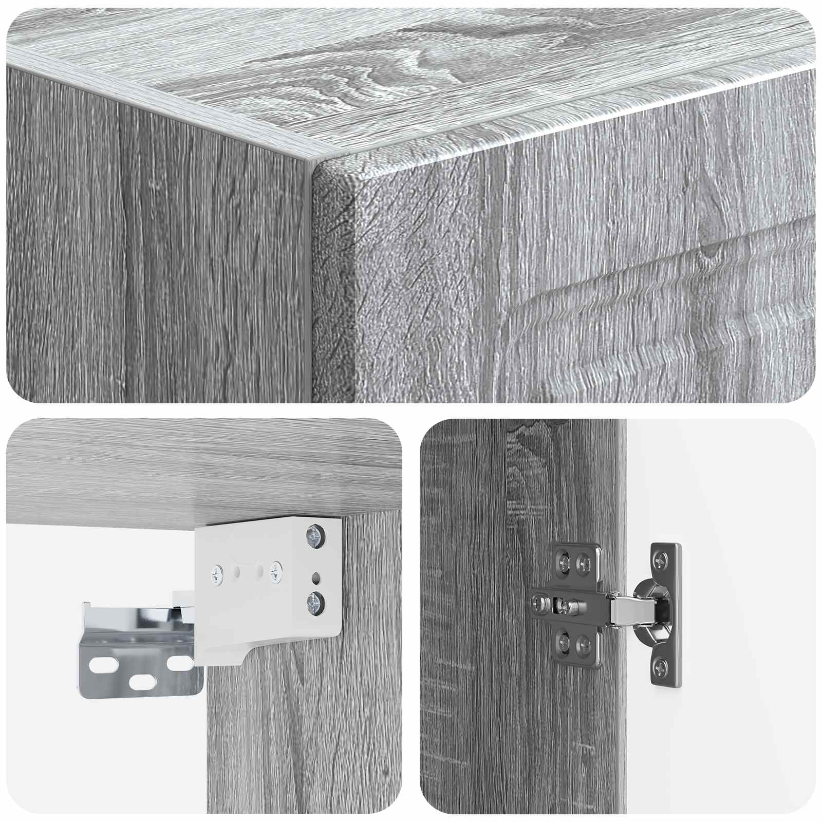 Wandkast Grijs Sonoma 33 x 34,5 x 90 cm Bewerkt hout is nu te koop bij PeponiXL, paradijselijk wonen!
