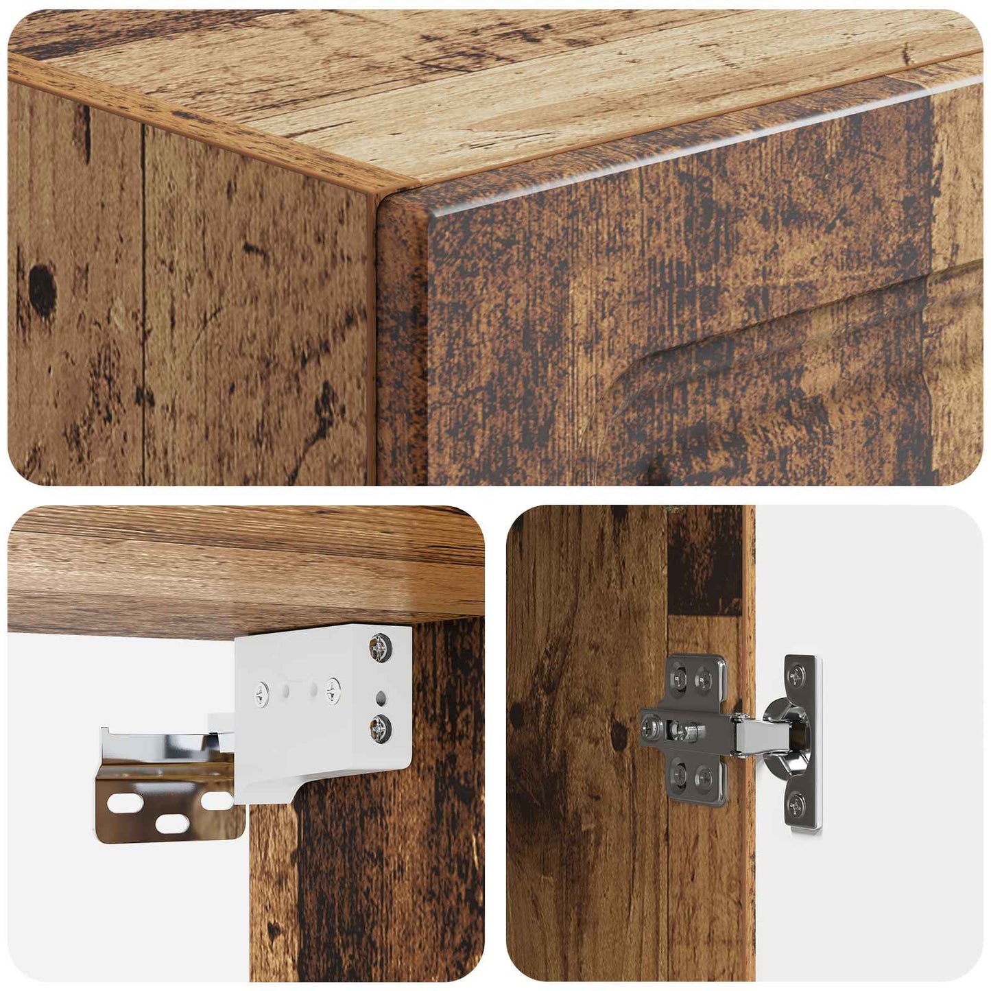 Wandkast Oud hout 33 x 34,5 x 90 cm Bewerkt hout is nu te koop bij PeponiXL, paradijselijk wonen!
