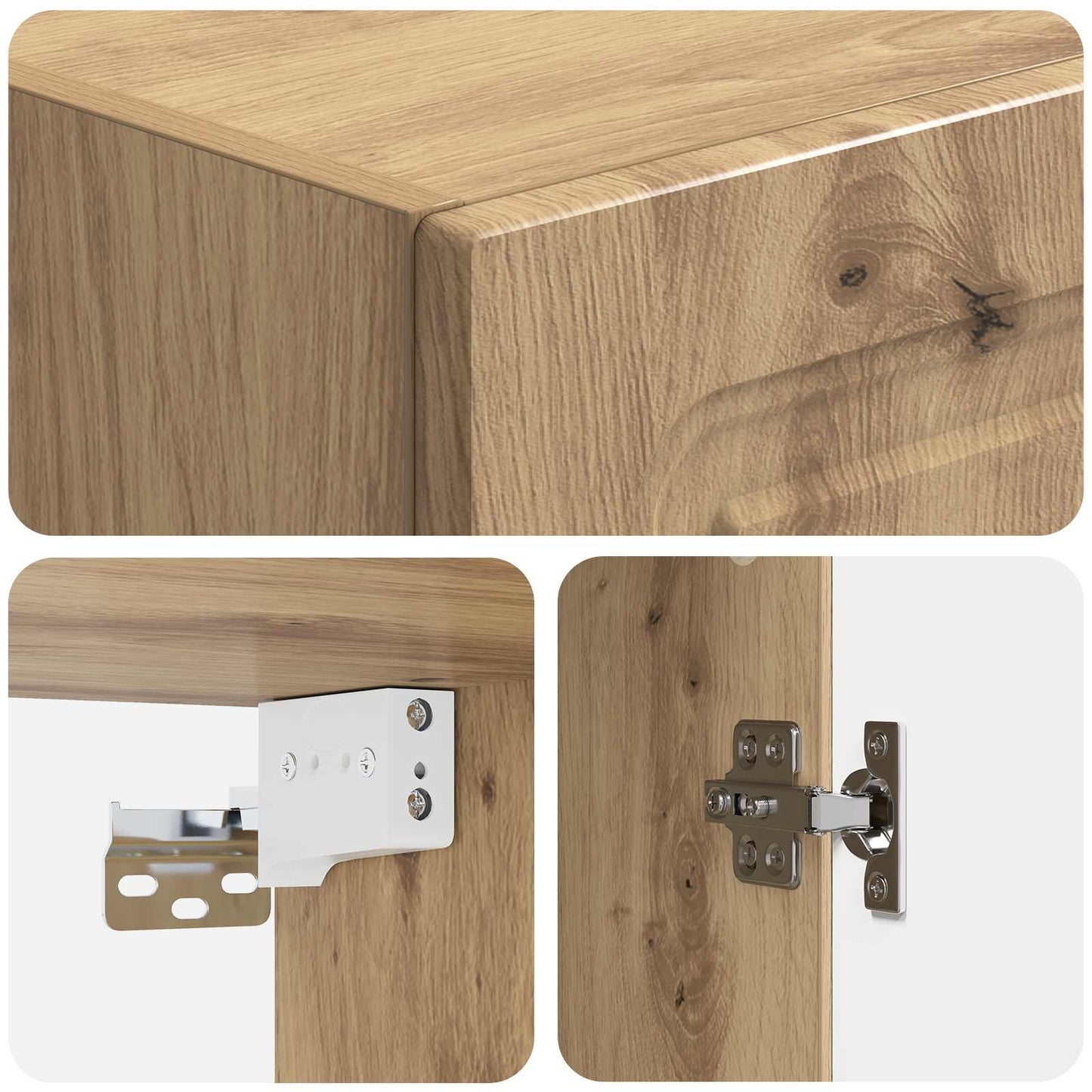 Wandkast Artisanaal eiken 33 x 34,5 x 90 cm Bewerkt hout is nu te koop bij PeponiXL, paradijselijk wonen!