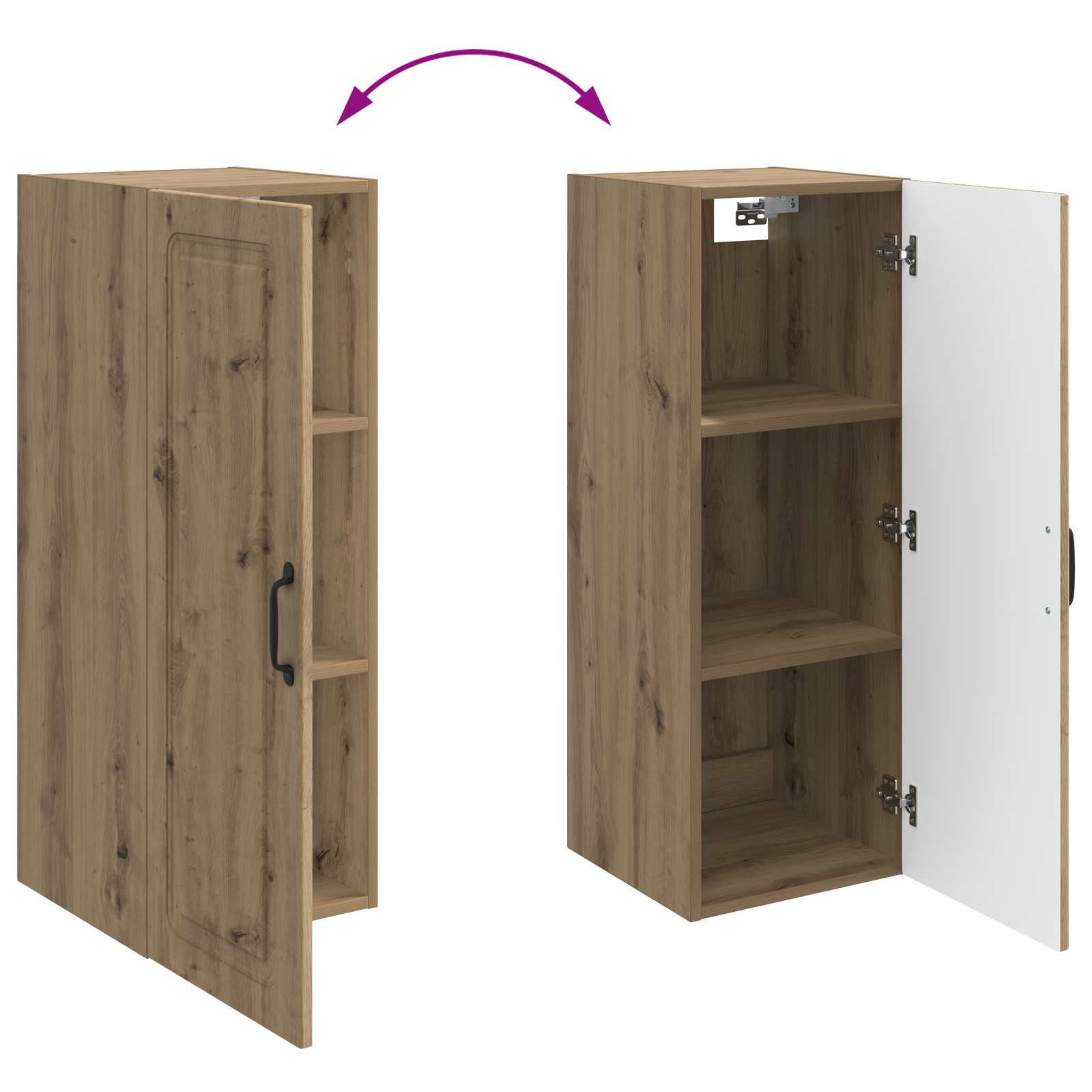 Wandkast Artisanaal eiken 33 x 34,5 x 90 cm Bewerkt hout is nu te koop bij PeponiXL, paradijselijk wonen!