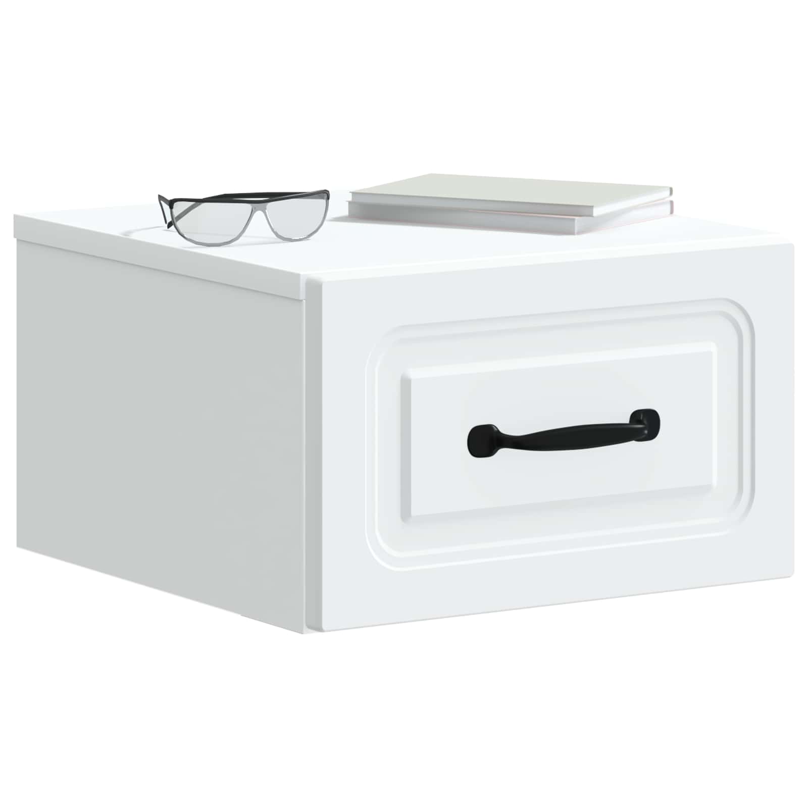Wandbeugel Bedkast met lade Wit 34,5 x 33 x 20 cm Bewerkt hout is nu te koop bij PeponiXL, paradijselijk wonen!
