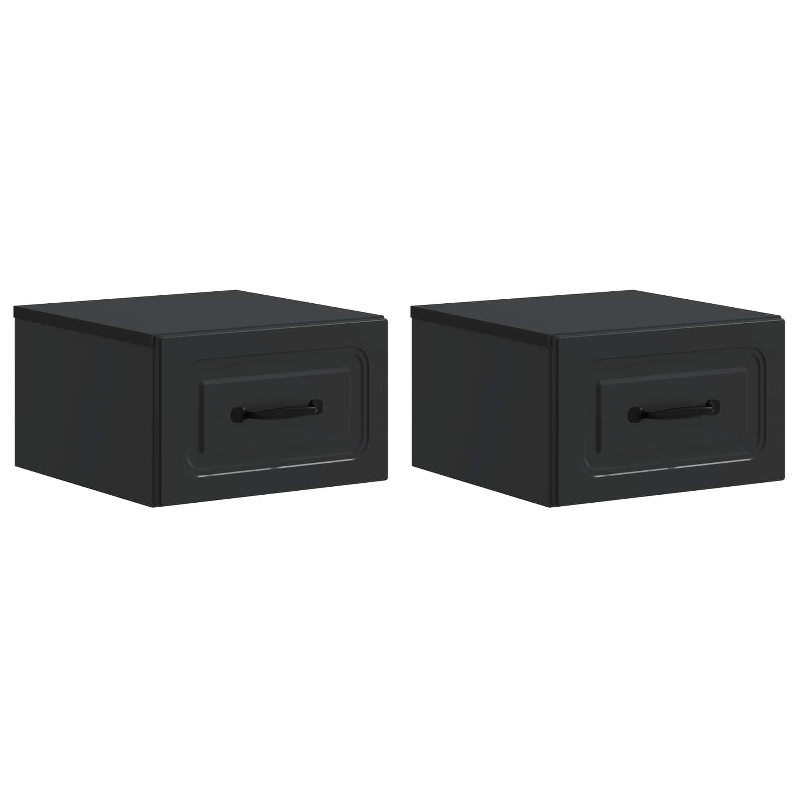 Wandbeugel Bedkast 2 pcs Zwart 34,5 x 33 x 20 cm Bewerkt hout is nu te koop bij PeponiXL, paradijselijk wonen!