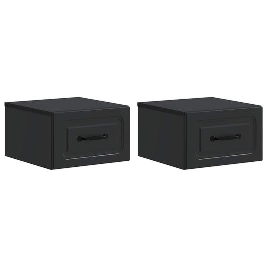 Wandbeugel Bedkast 2 pcs Zwart 34,5 x 33 x 20 cm Bewerkt hout is nu te koop bij PeponiXL, paradijselijk wonen!