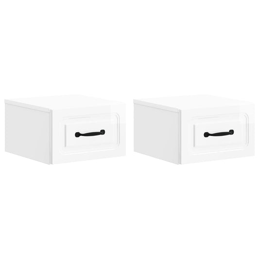 Wandbeugel Bedkast 2 pcs Hoogglans Wit 34,5 x 33 x 20 cm is nu te koop bij PeponiXL, paradijselijk wonen!
