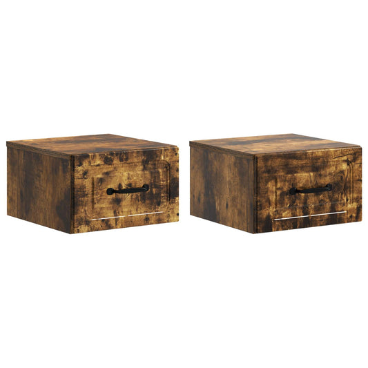 Wandbeugel Bedkast 2 pcs Gerookt eiken 34,5 x 33 x 20 cm is nu te koop bij PeponiXL, paradijselijk wonen!