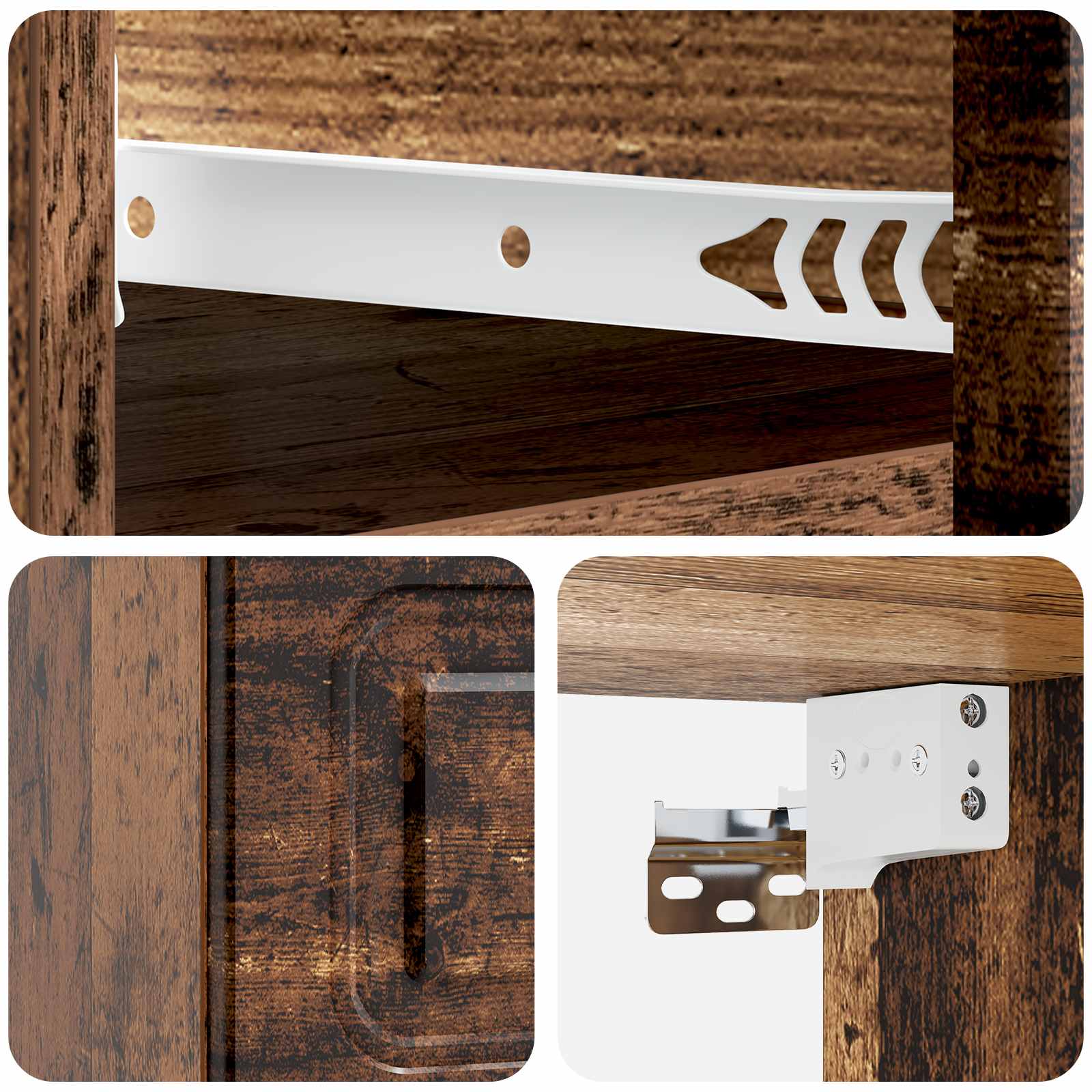 Wandbeugel Bedkast Oud hout 34,5 x 33 x 20 cm Bewerkt hout is nu te koop bij PeponiXL, paradijselijk wonen!