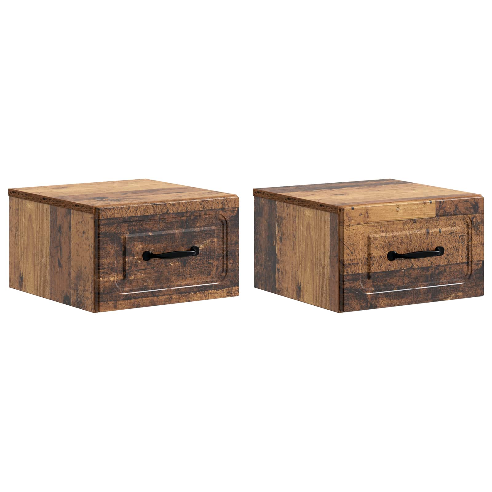 Wandbeugel Bedkast met lade 2 pcs Oud hout 34,5 x 33 x 20 cm is nu te koop bij PeponiXL, paradijselijk wonen!