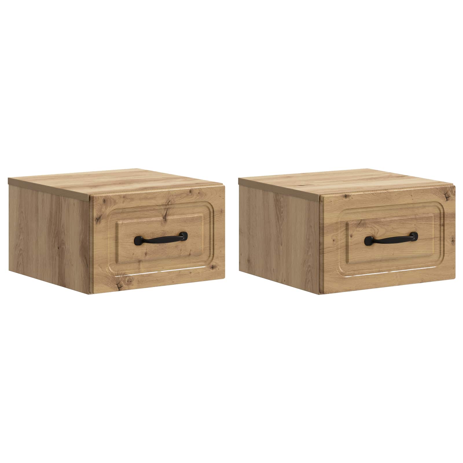 Wandbeugel Bedkast 2 pcs Artisanaal eiken 34,5 x 33 x 20 cm is nu te koop bij PeponiXL, paradijselijk wonen!