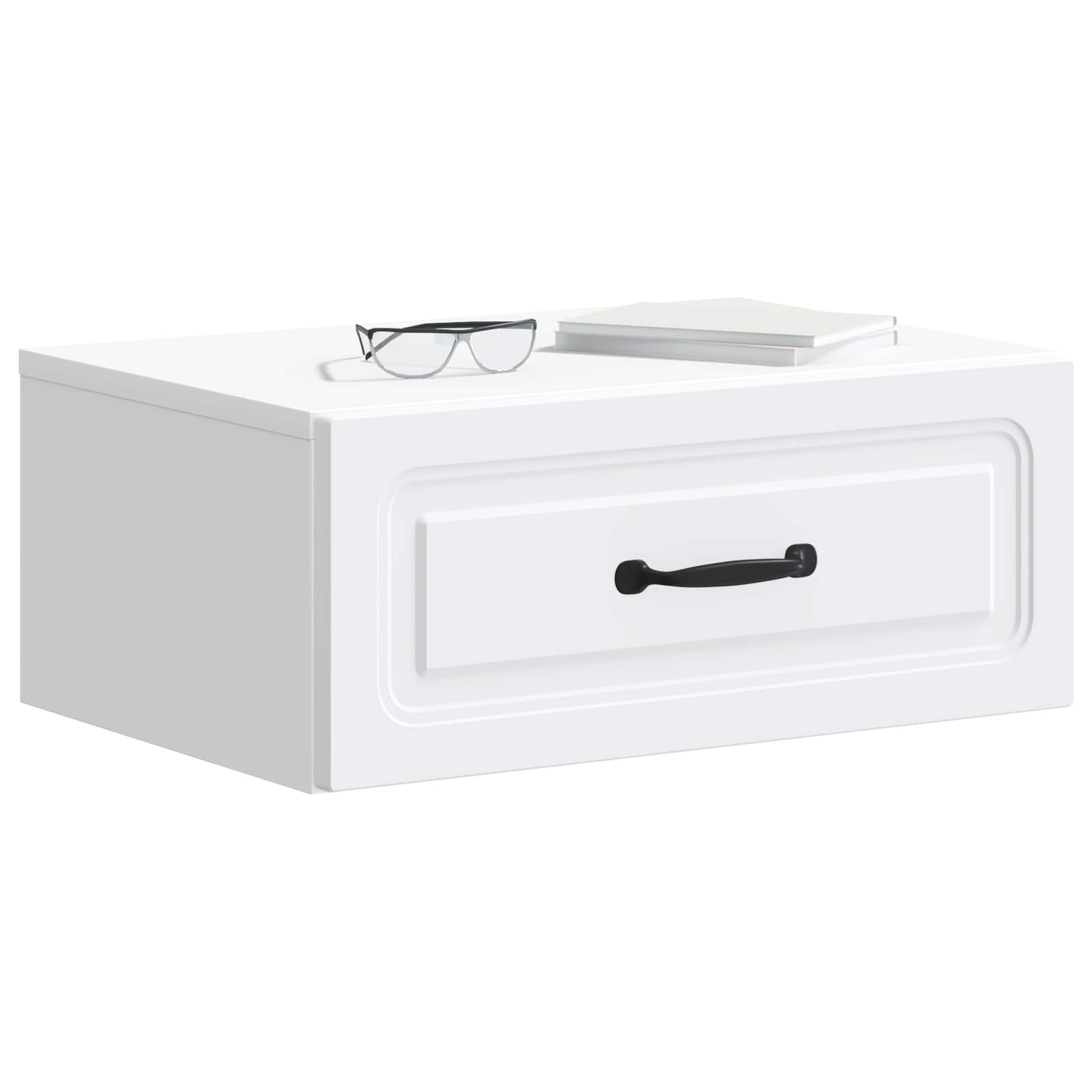 Wandbeugel Bedkast met lade Wit 49 x 34,5 x 20 cm Bewerkt hout is nu te koop bij PeponiXL, paradijselijk wonen!