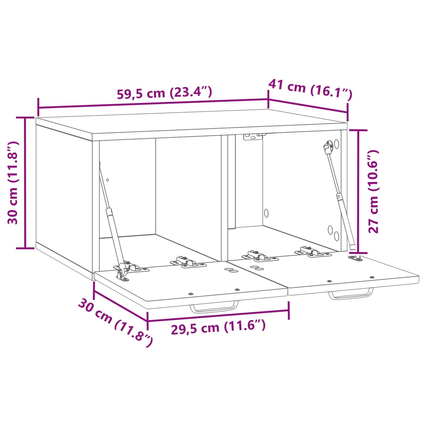Wandbeugel TV-kast Wit 59,5 x 41 x 30 cm Bewerkt hout is nu te koop bij PeponiXL, paradijselijk wonen!