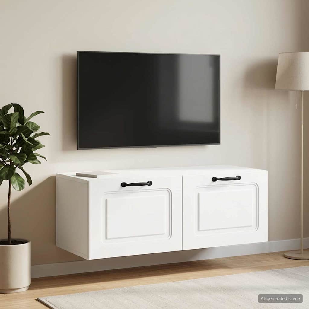Wandbeugel TV-kast Wit 78,5 x 41 x 30 cm Bewerkt hout is nu te koop bij PeponiXL, paradijselijk wonen!