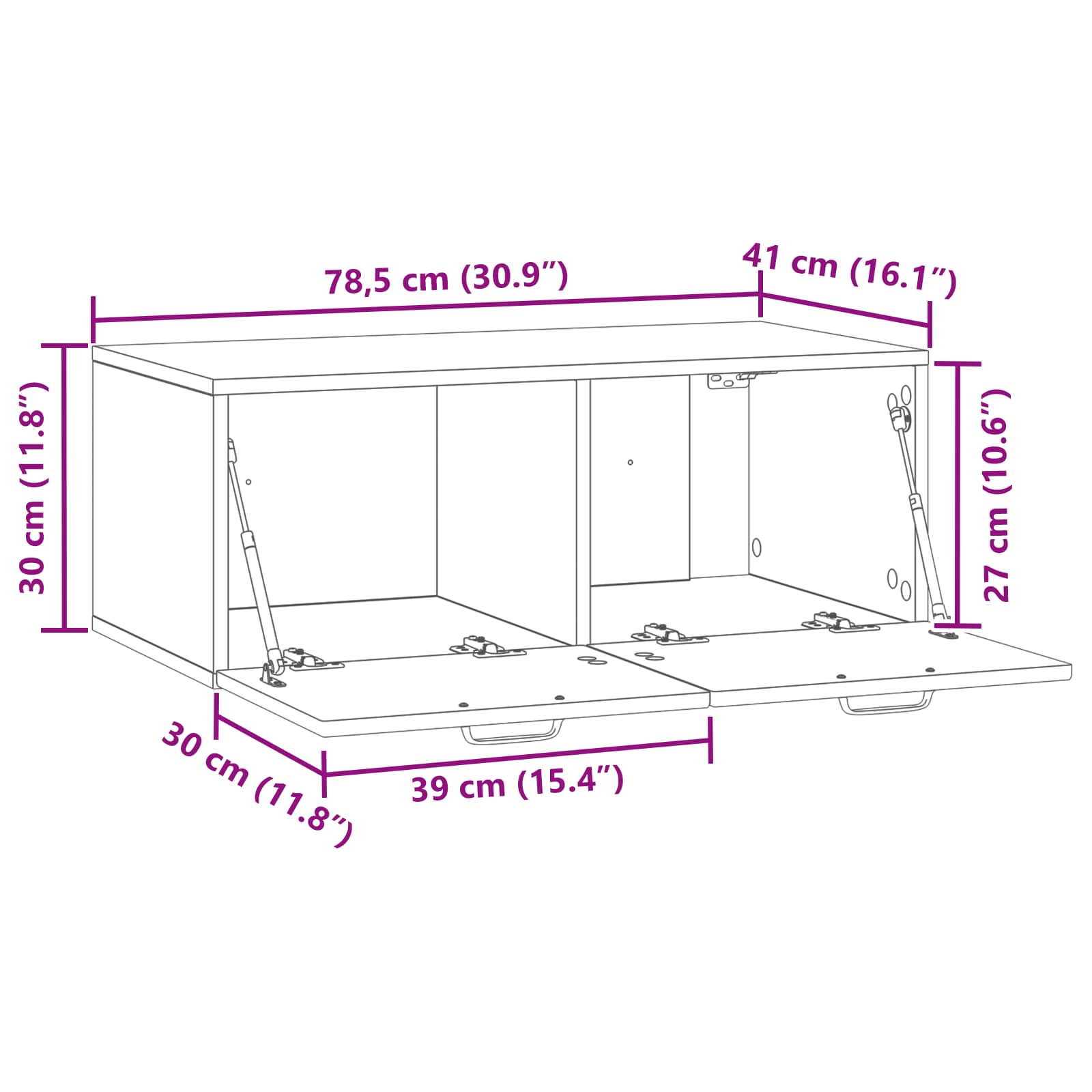 Wandbeugel TV-kast Wit 78,5 x 41 x 30 cm Bewerkt hout is nu te koop bij PeponiXL, paradijselijk wonen!