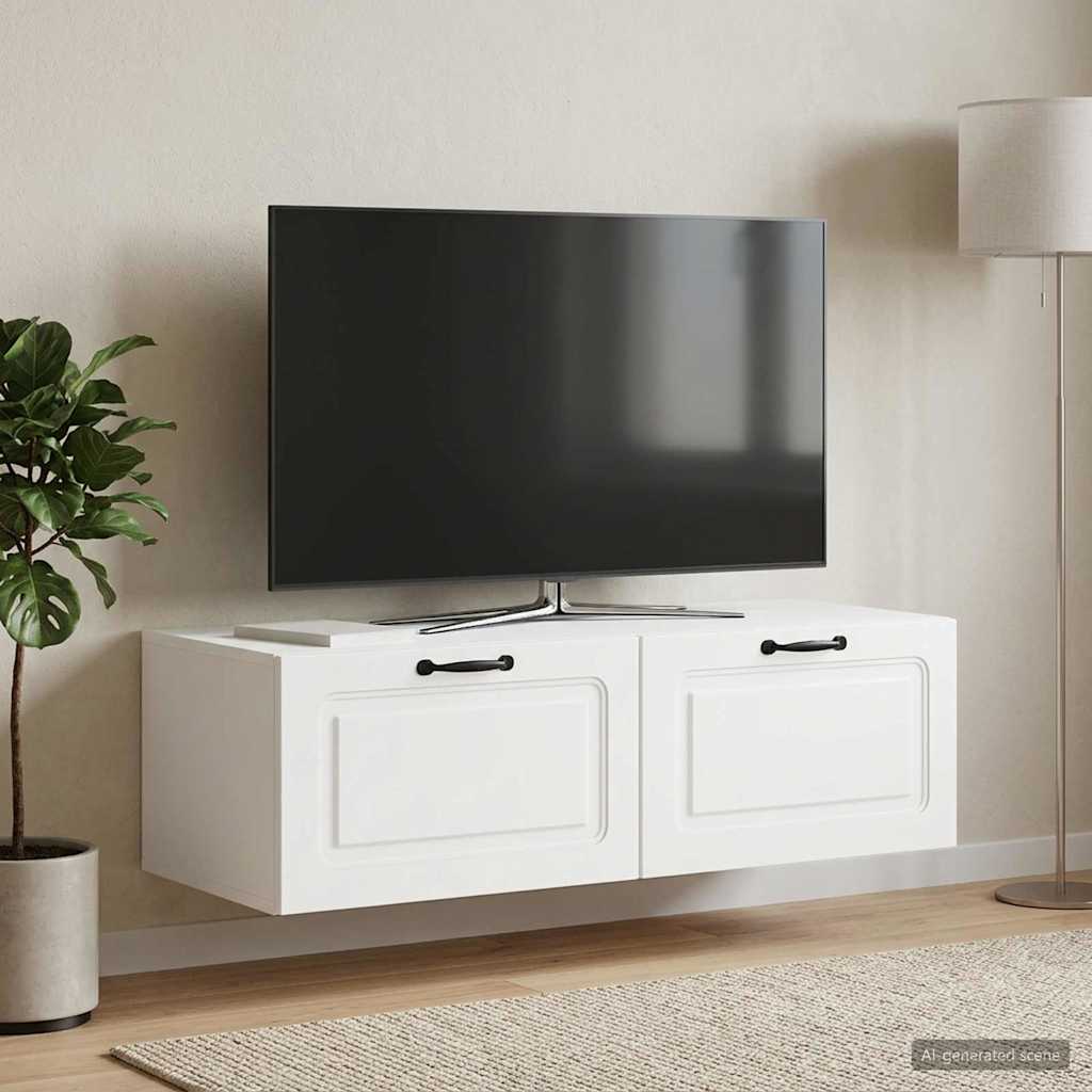 Wandbeugel TV-kast Wit 98 x 41 x 30 cm Bewerkt hout is nu te koop bij PeponiXL, paradijselijk wonen!