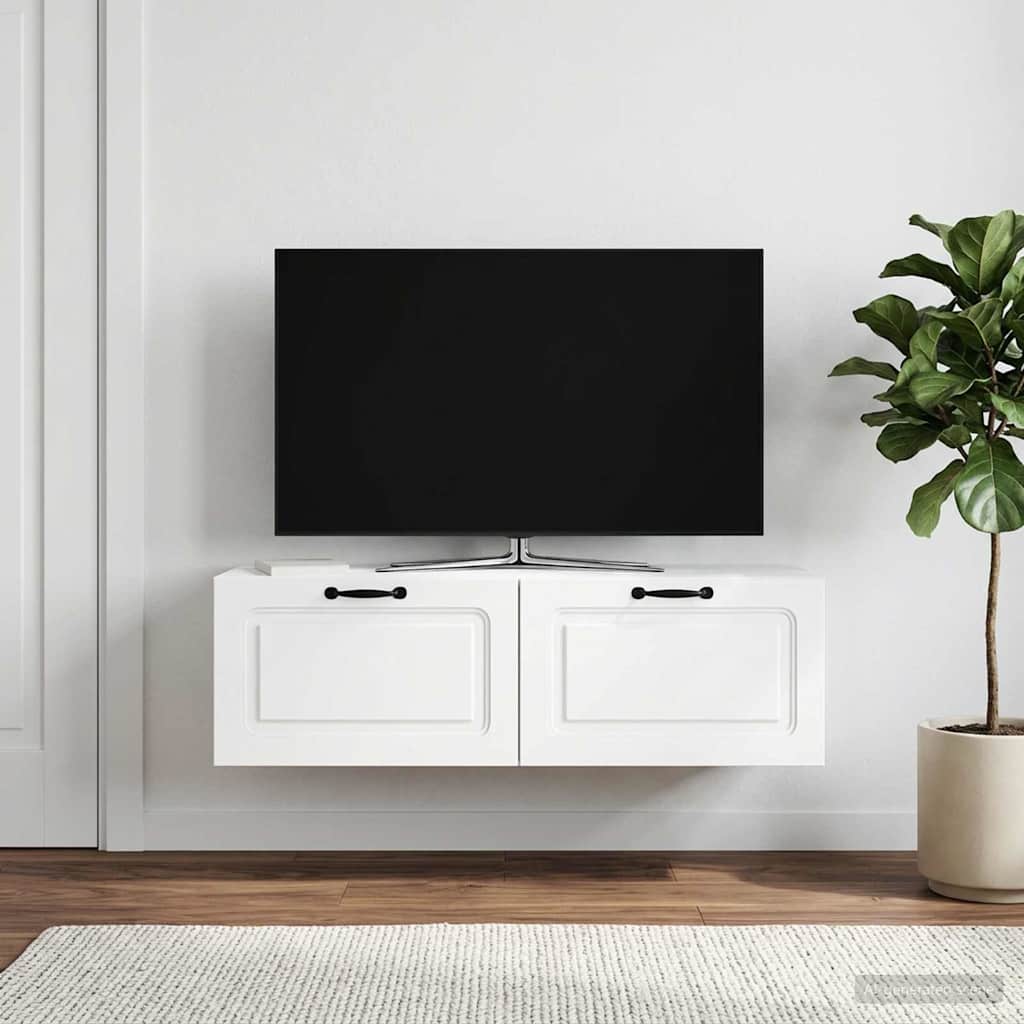 Wandbeugel TV-kast Wit 98 x 41 x 30 cm Bewerkt hout is nu te koop bij PeponiXL, paradijselijk wonen!
