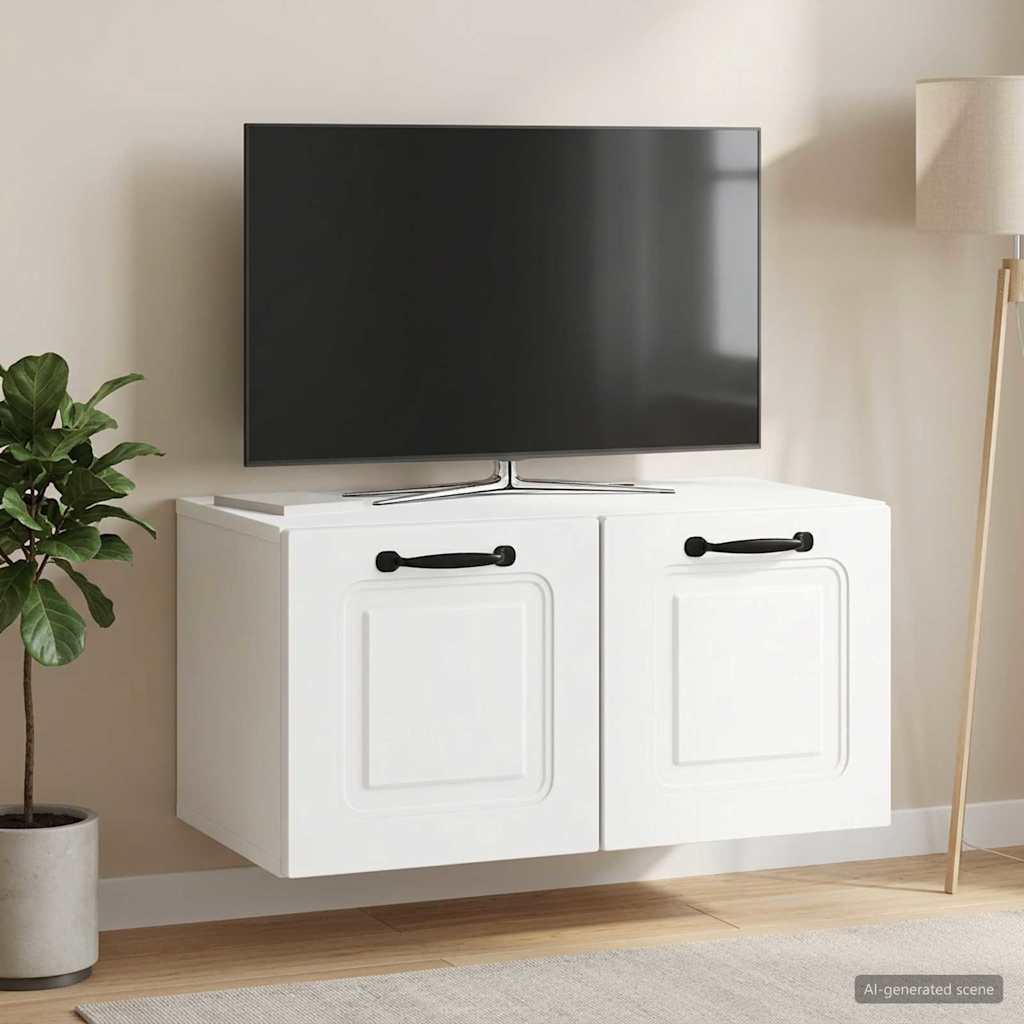Wandbeugel TV-kast Wit 59,5 x 31 x 30 cm Bewerkt hout is nu te koop bij PeponiXL, paradijselijk wonen!
