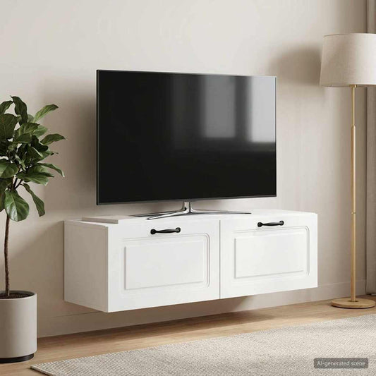 Wandbeugel TV-kast Wit 98 x 31 x 30 cm Bewerkt hout is nu te koop bij PeponiXL, paradijselijk wonen!