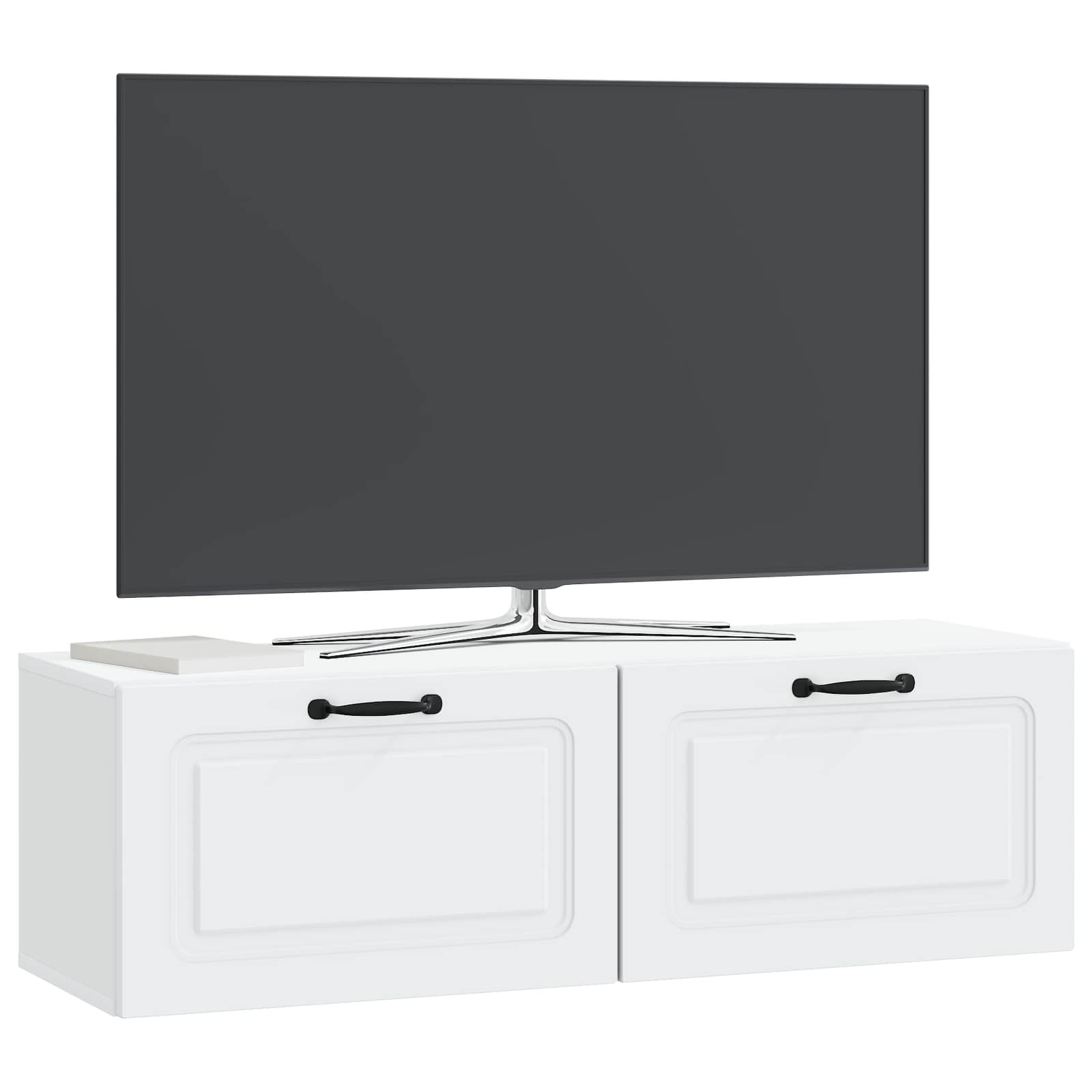 Wandbeugel TV-kast Wit 98 x 31 x 30 cm Bewerkt hout is nu te koop bij PeponiXL, paradijselijk wonen!