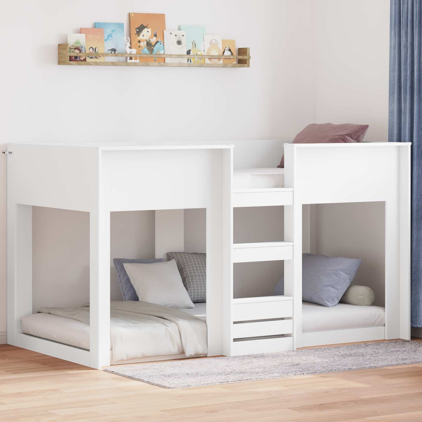 Bunk Bed voor Kinderen Wit 100 x 200 cm Bewerkt hout is nu te koop bij PeponiXL, paradijselijk wonen!