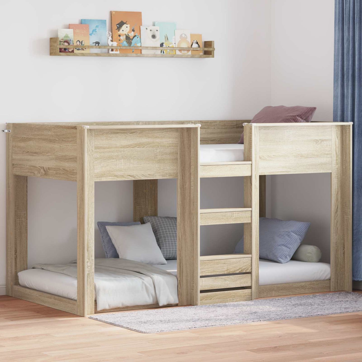 Bunk Bed voor Kinderen Sonoma Eiken 100 x 200 cm Bewerkt hout is nu te koop bij PeponiXL, paradijselijk wonen!