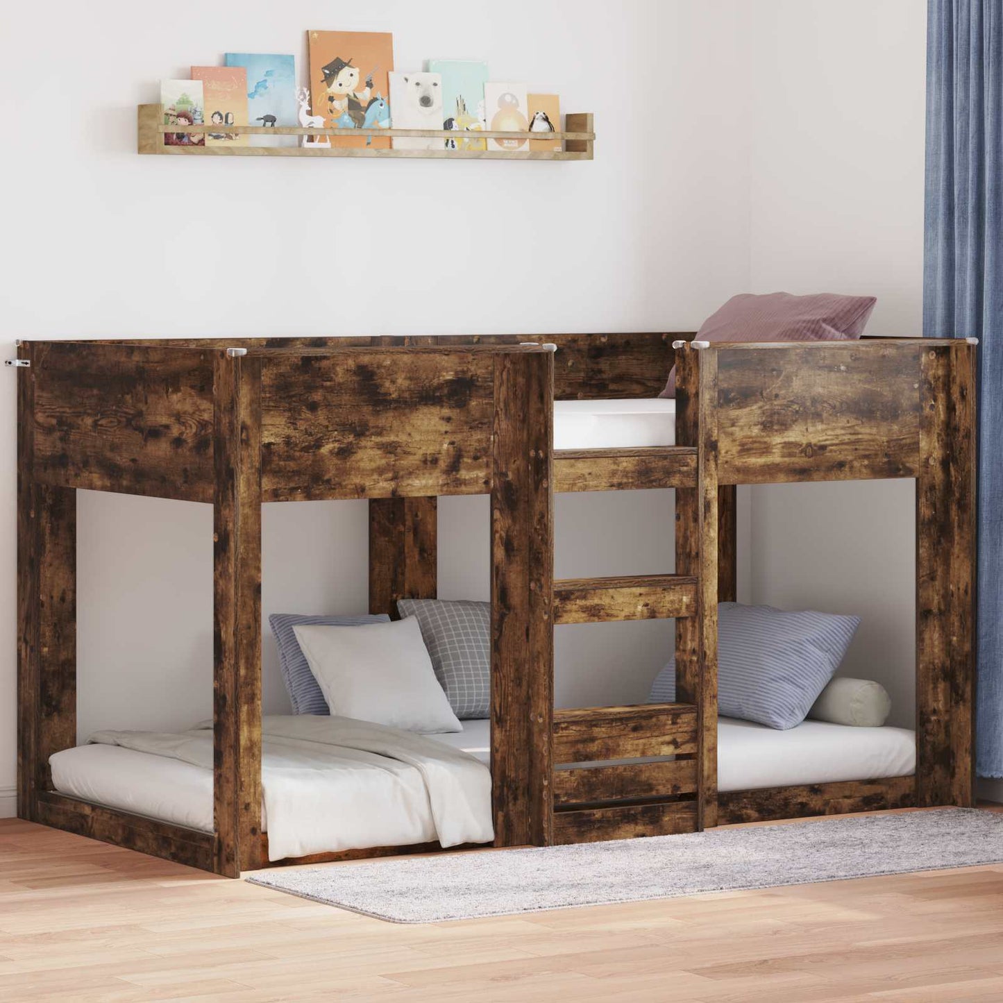 Bunk Bed voor Kinderen Gerookt eiken 100 x 200 cm Bewerkt hout is nu te koop bij PeponiXL, paradijselijk wonen!
