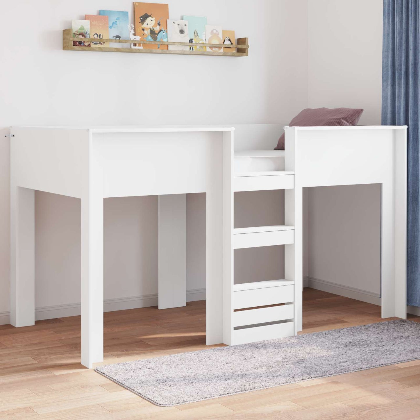 Bunk Bed voor Kinderen met matras Wit 100 x 200 cm Bewerkt hout is nu te koop bij PeponiXL, paradijselijk wonen!
