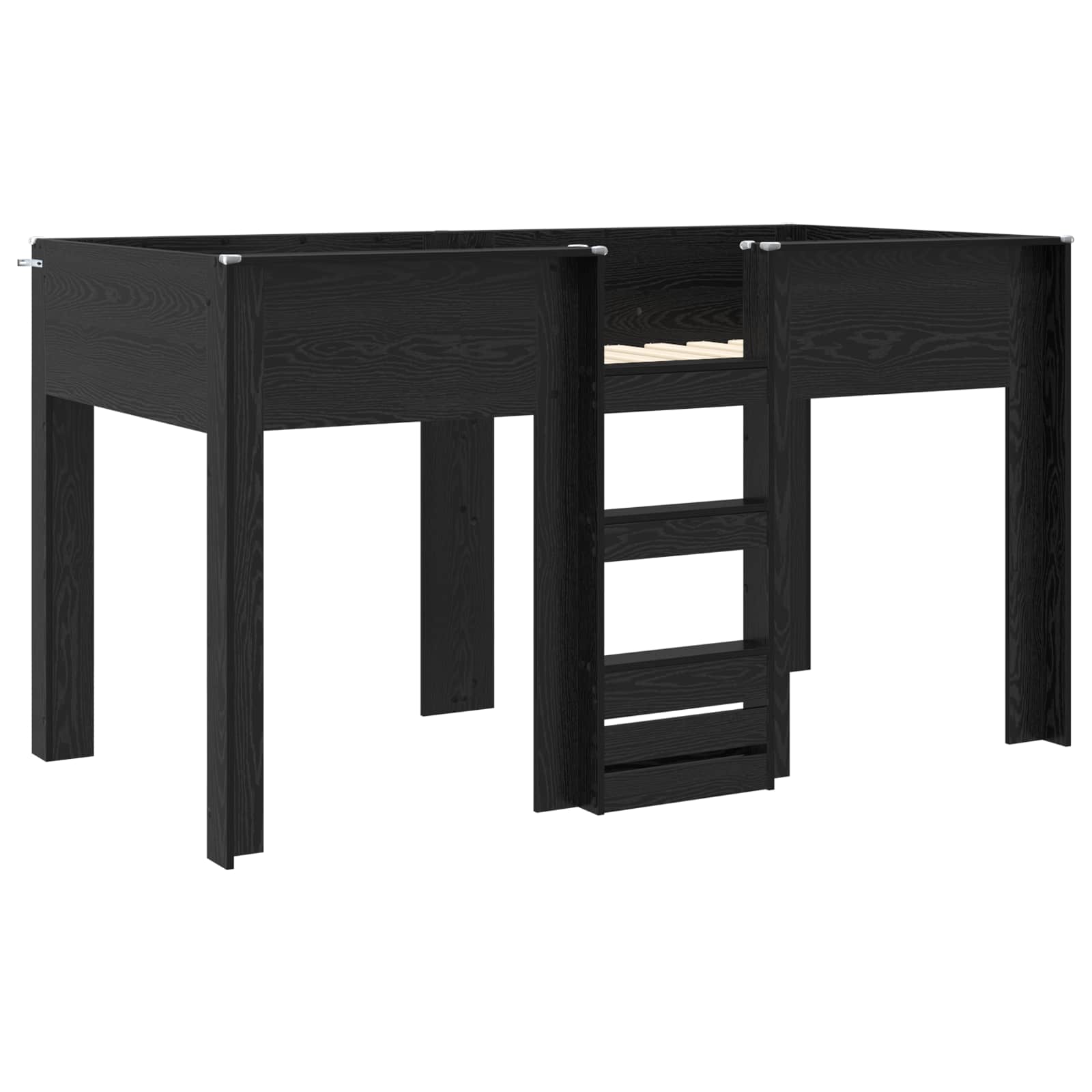Bunk Bed voor Kinderen Zwart Eiken 100 x 200 cm Bewerkt hout is nu te koop bij PeponiXL, paradijselijk wonen!