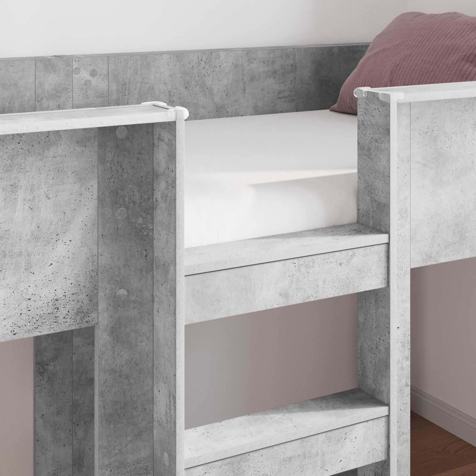 Bunk Bed voor Kinderen Beton Grijs 100 x 200 cm Bewerkt hout is nu te koop bij PeponiXL, paradijselijk wonen!