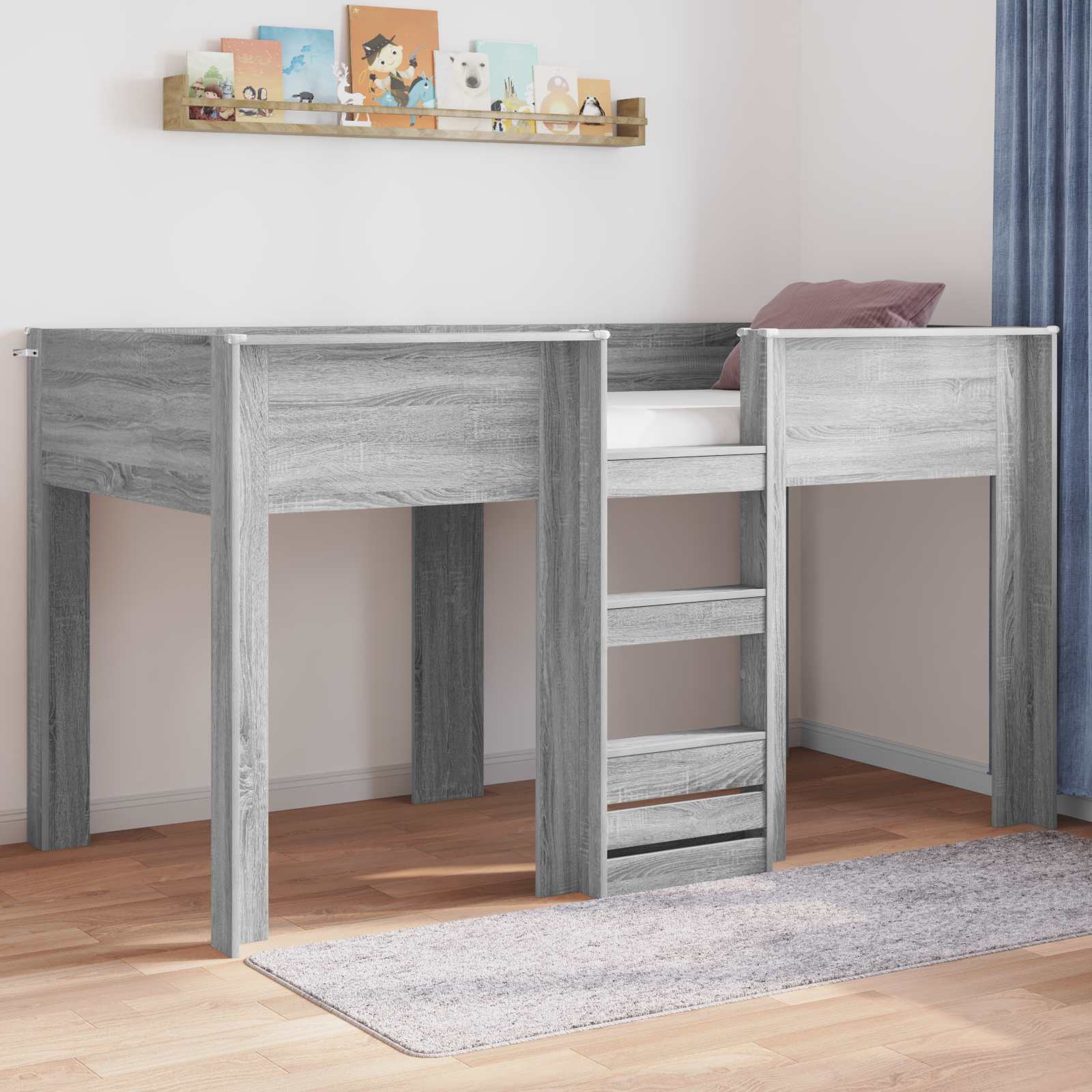 Bunk Bed voor Kinderen Grijs Sonoma 100 x 200 cm Bewerkt hout is nu te koop bij PeponiXL, paradijselijk wonen!