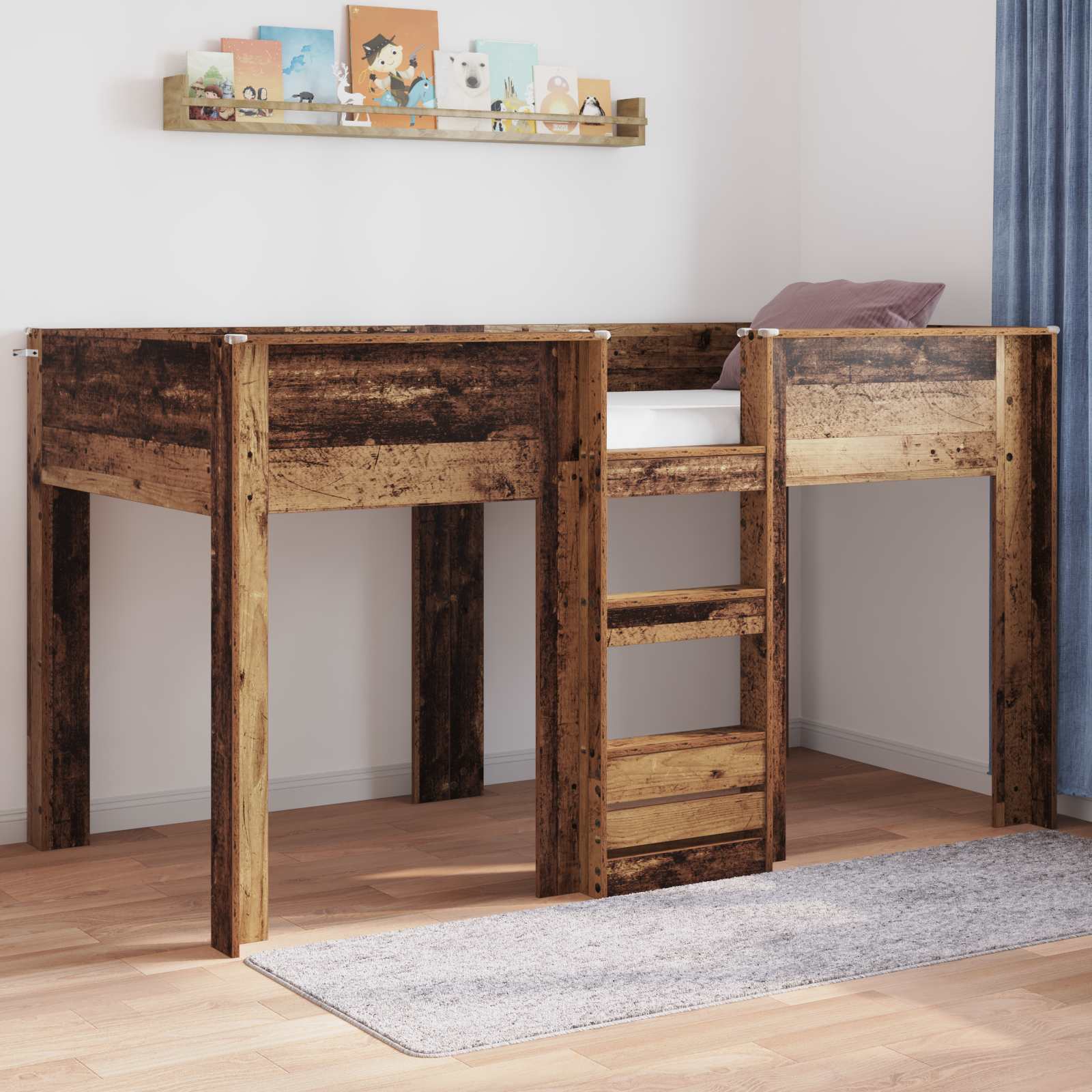 Bunk Bed voor Kinderen Oudhout 100 x 200 cm Bewerkt hout is nu te koop bij PeponiXL, paradijselijk wonen!