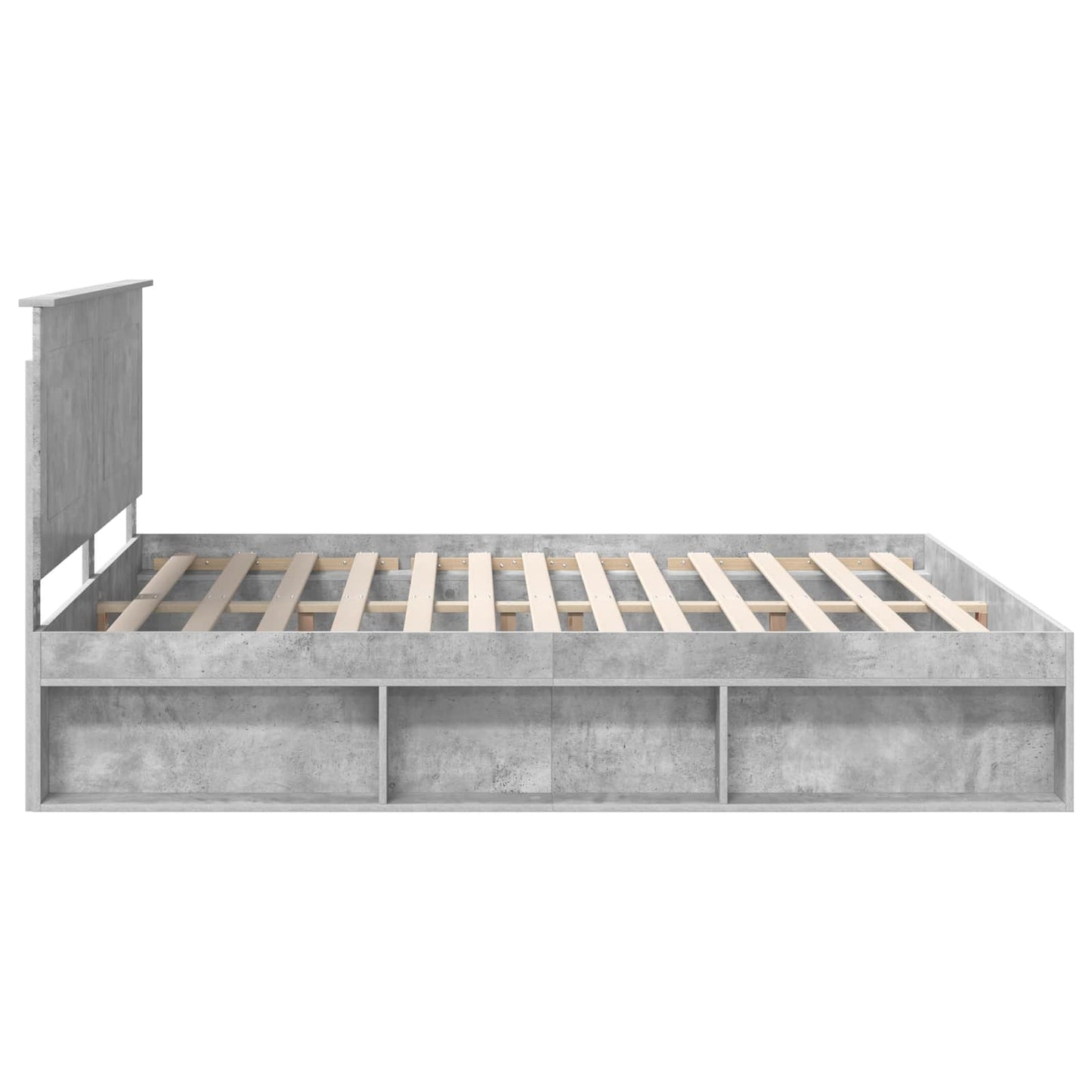 Bedframe met hoofdeinde Beton 200 x 200 cm Massief grenenhout