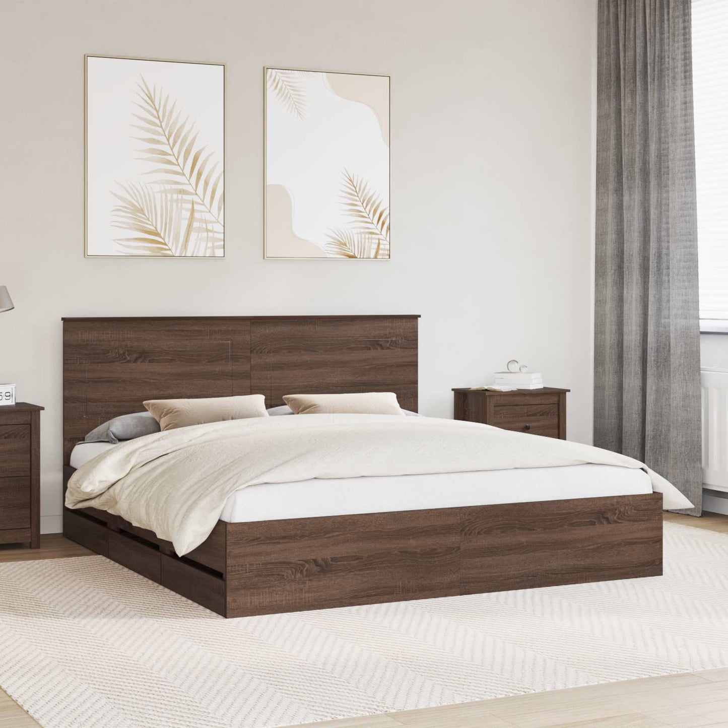 Bedframe met lade Bruin Eiken 200 x 200 cm Ingenieurshout