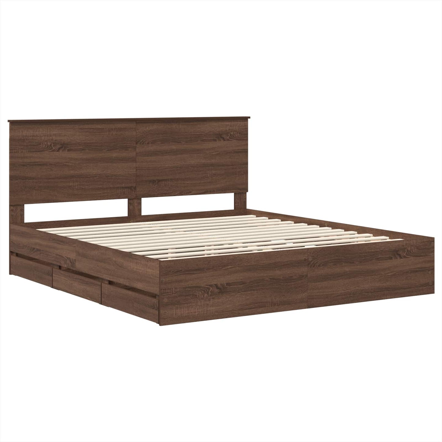 Bedframe met lade Bruin Eiken 200 x 200 cm Ingenieurshout