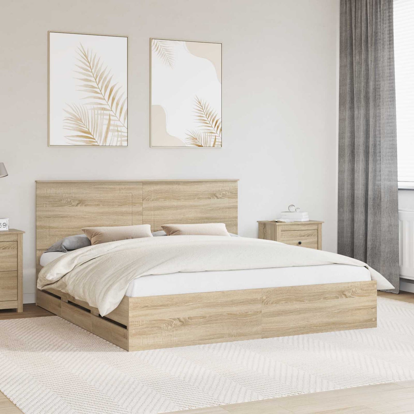 Bedframe met lade Sonoma Eiken 180 x 200 cm Ingenieurshout is nu te koop bij PeponiXL, paradijselijk wonen!