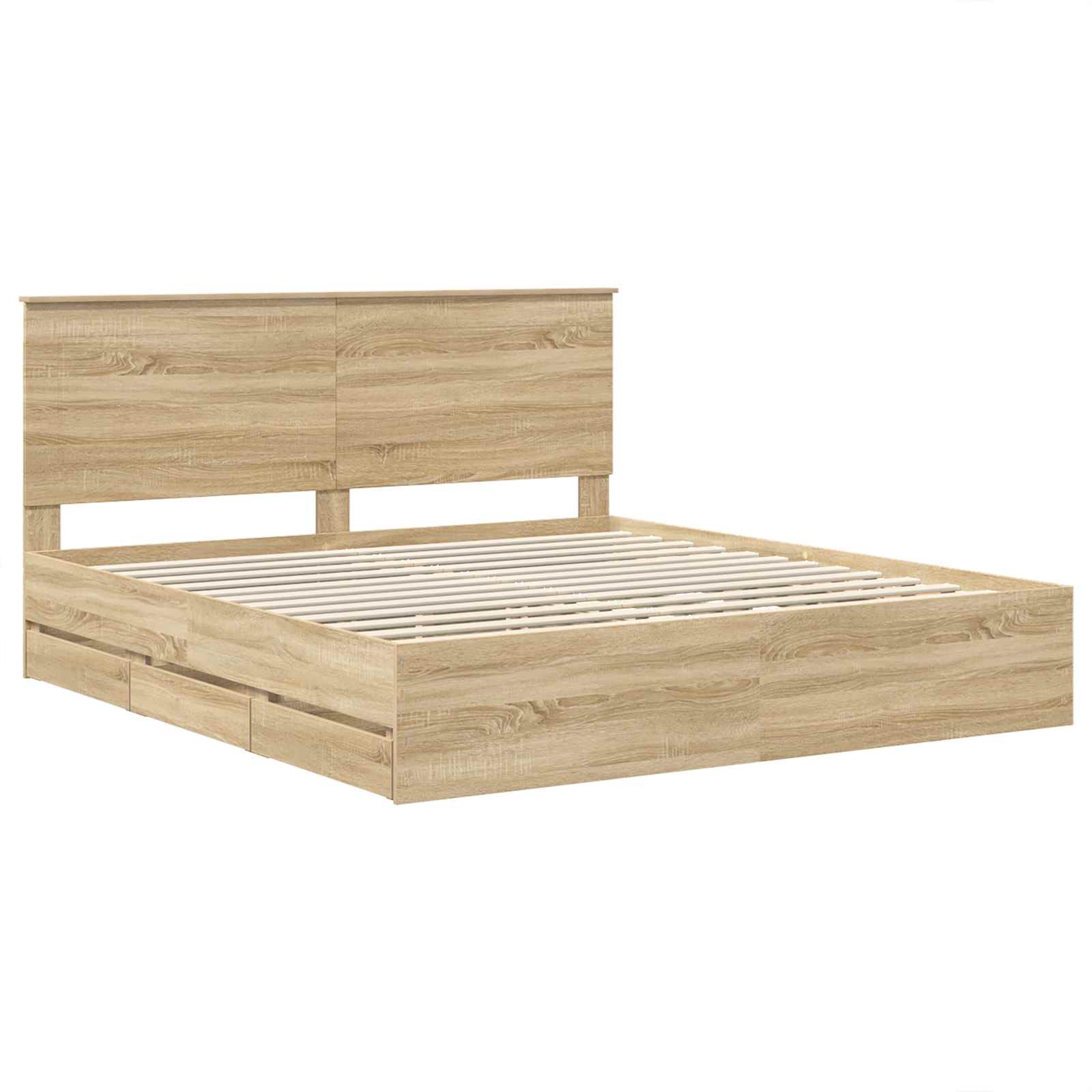 Bedframe met lade Sonoma Eiken 180 x 200 cm Ingenieurshout is nu te koop bij PeponiXL, paradijselijk wonen!