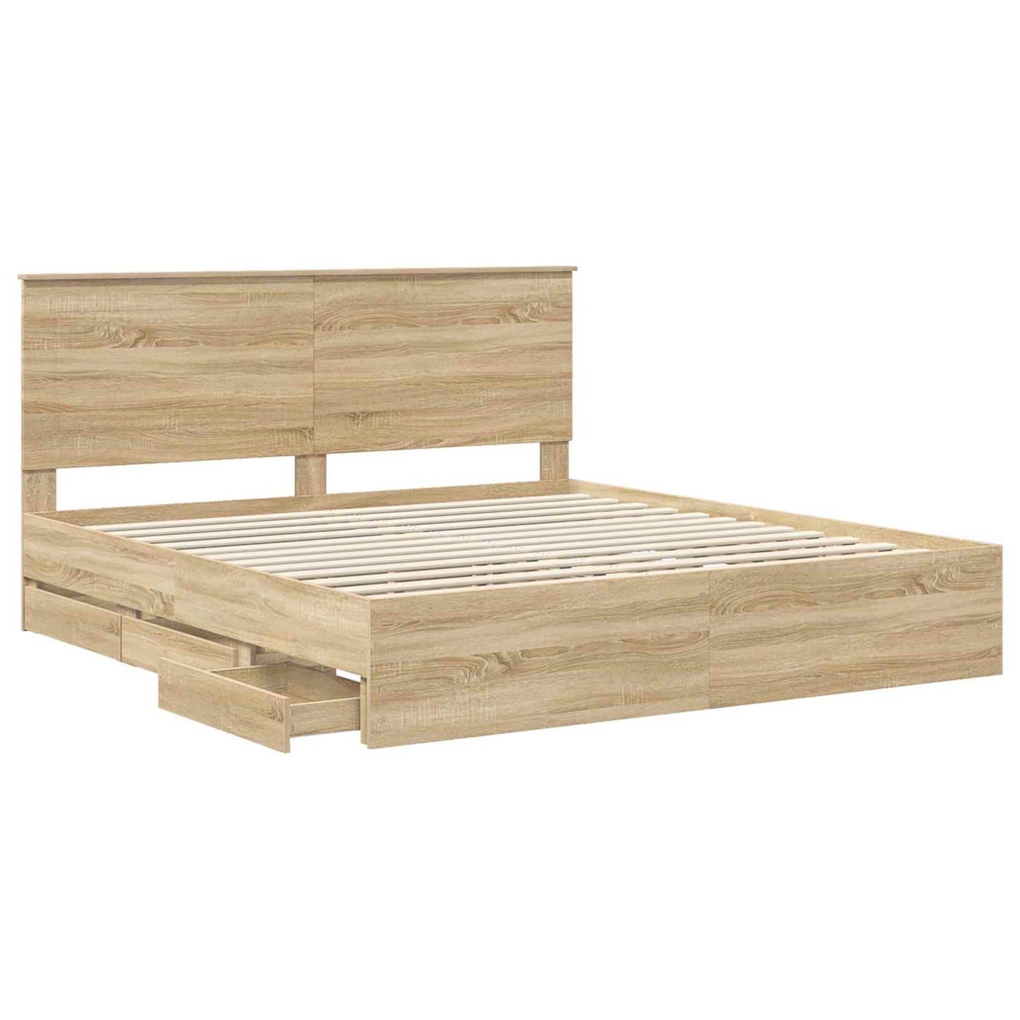 Bedframe met lade Sonoma Eiken 180 x 200 cm Ingenieurshout is nu te koop bij PeponiXL, paradijselijk wonen!