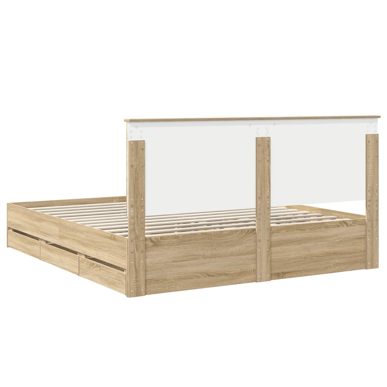 Bedframe met lade Sonoma Eiken 180 x 200 cm Ingenieurshout is nu te koop bij PeponiXL, paradijselijk wonen!